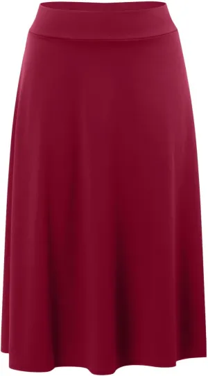Skirts Pants Women's Solid Lightweight Flare Midi Pull On Closure Skirt S XXL Plus Size Double Split Skirts for
