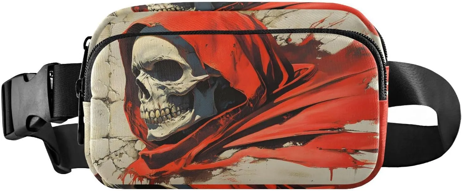 Skull Portrait Fanny Pack Water Resistant, Women Men Waist Pack Sling Bag Purse for Travel Hiking