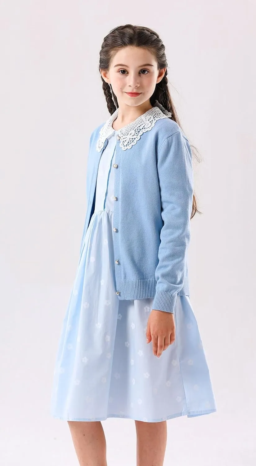 SMILING PINKER Girls Cardigan Sweater School Uniforms Button Long Sleeve Knit Tops