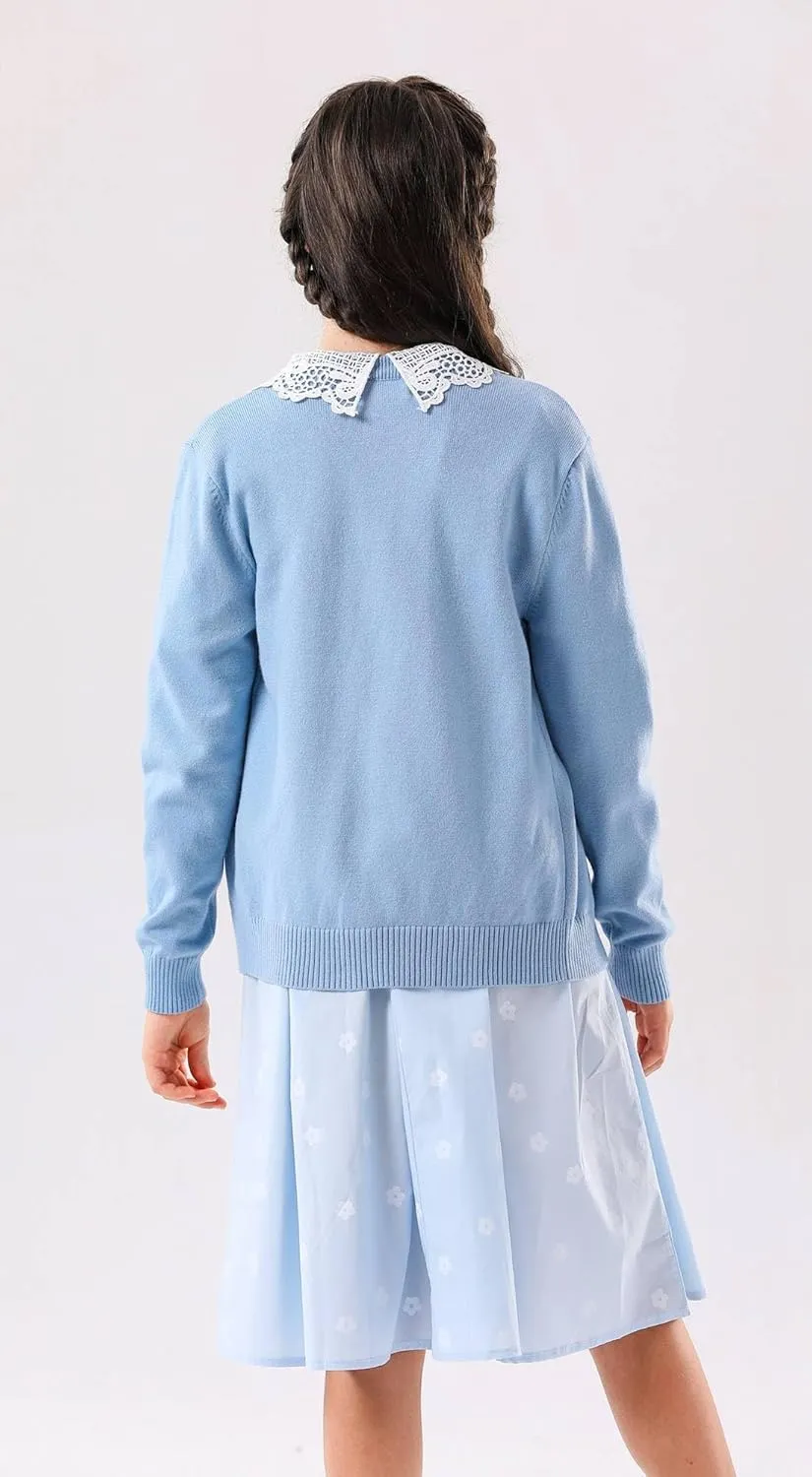SMILING PINKER Girls Cardigan Sweater School Uniforms Button Long Sleeve Knit Tops