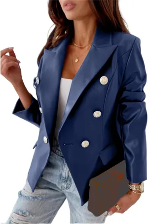 Smoneyful Womens Faux Leather Jacket Long Sleeve Zipper Motorcycle Jacket Lightweight Bomber Jacket Outwear Slim Casual Coat