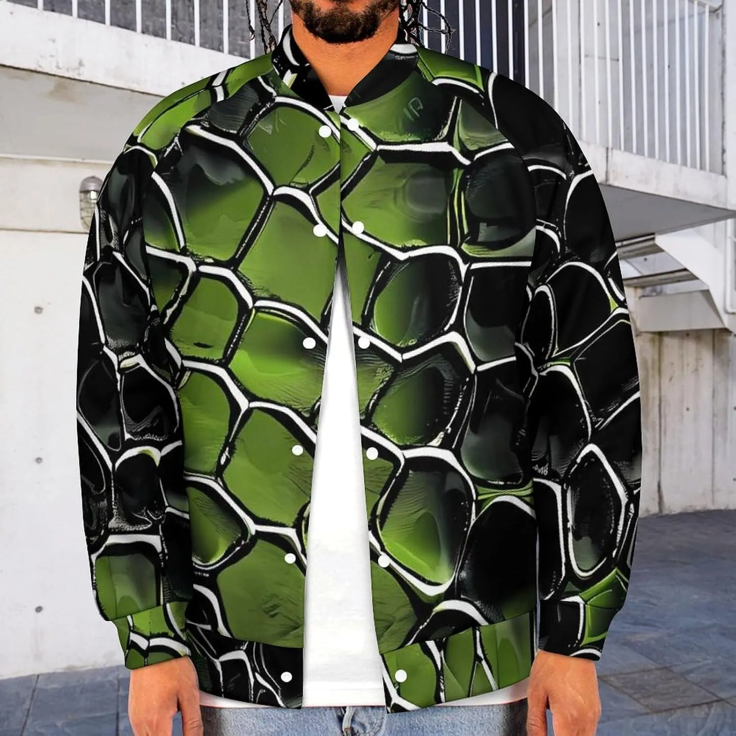 Snake Pattern Lightweight Men's Baseball Jackets Relaxed Fit Varsity Bomber Jacket Windbreaker Coat