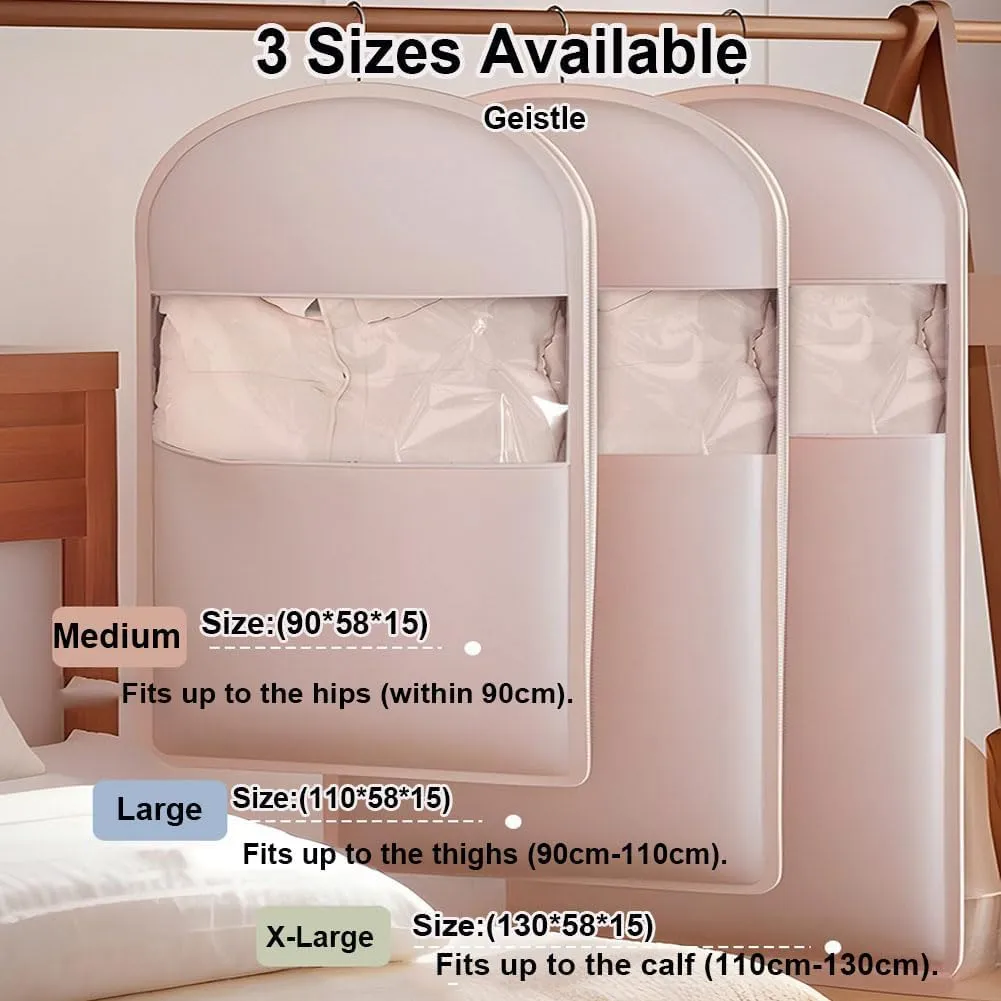 Space Saving Hanging Garment Bag with Self Compression Zipper,2025 Space Saver Closet Organizers,Dust Cover Clothes Bags for Down (Pink A)