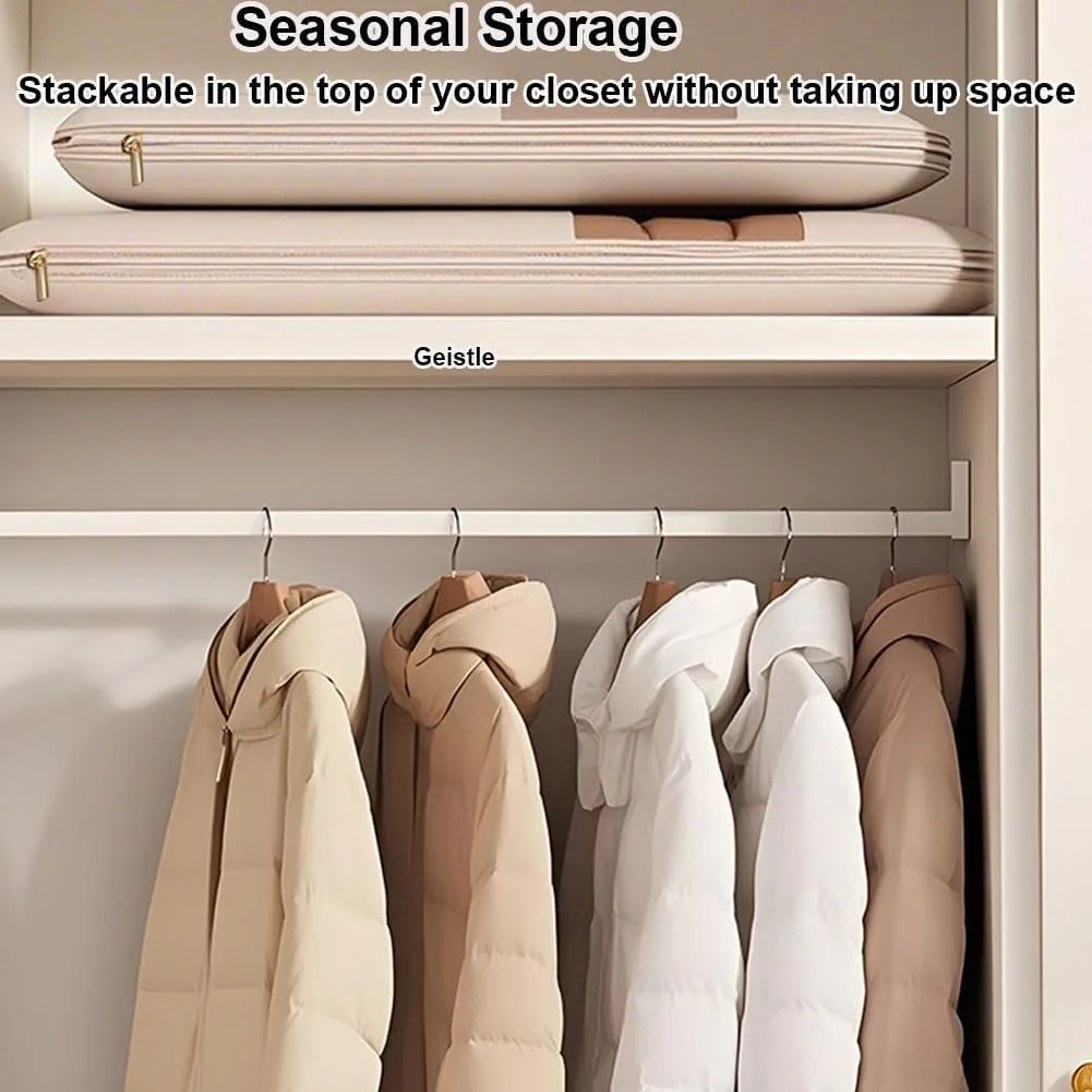 Space Saving Hanging Garment Bag with Self Compression Zipper,2025 Space Saver Closet Organizers,Dust Cover Clothes Bags for Down (Pink A)