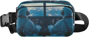 Spaceship Astronaut Fanny Pack Water Resistant Waist Pack Sling Bag Purse for Women Men Travel Hiking