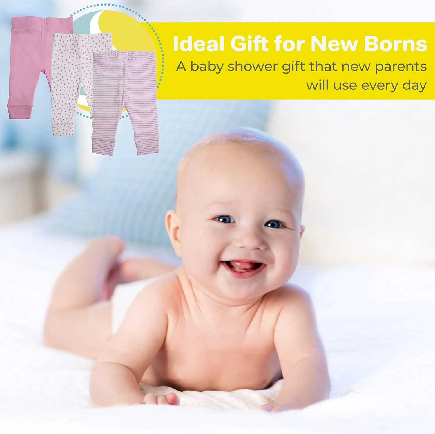 Spasilk Baby Cotton Pants for Newborns and Infants, Tapered, 3 Pack