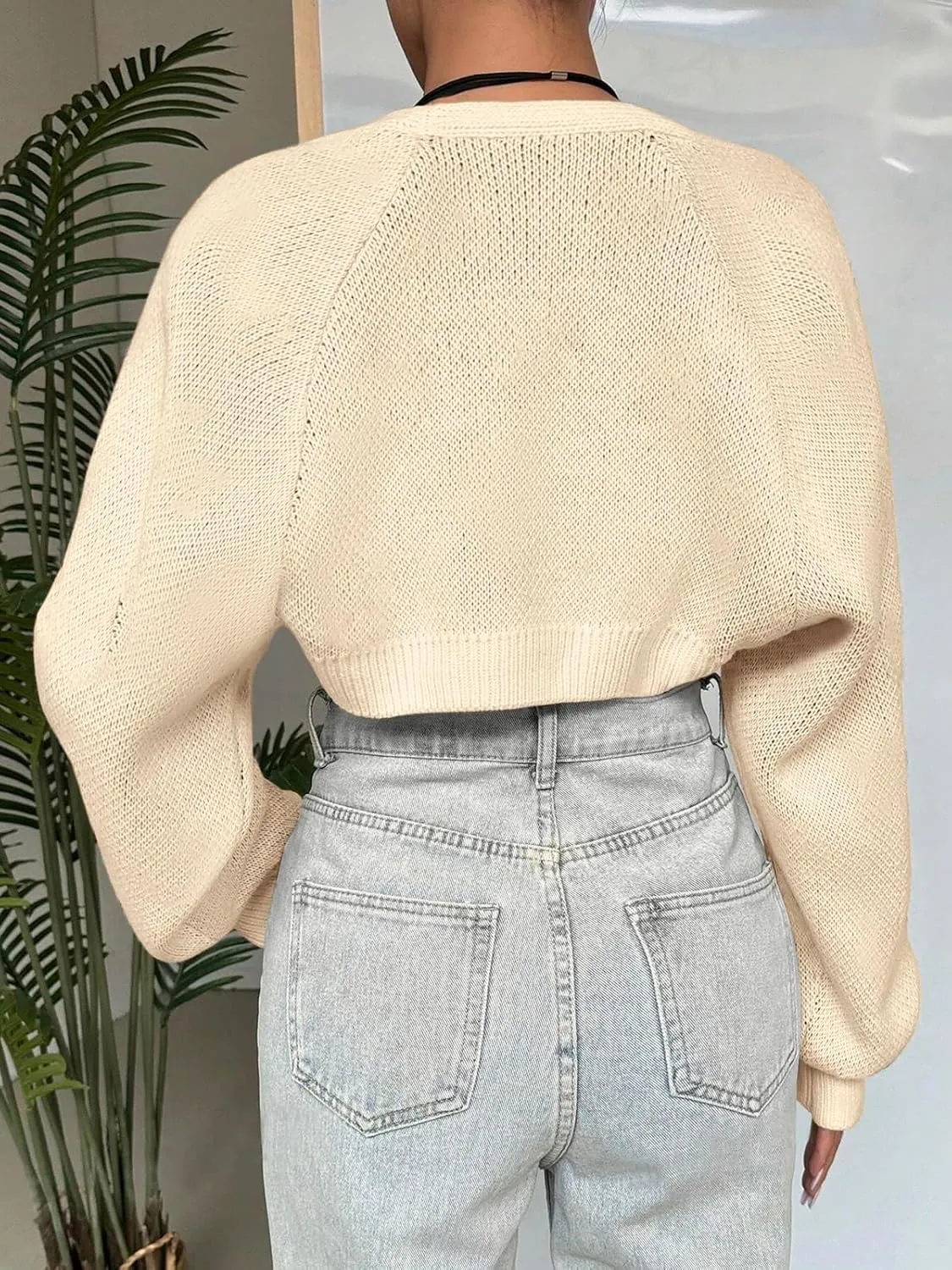 SPR&JOY Womens Bolero Shrug Sweaters, Knitted Open Front Long Sleeve Cropped Tops, Solid Cute Sexy Casual Fashion Cardigans