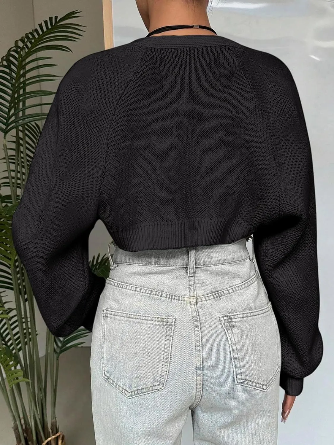 SPR&JOY Womens Bolero Shrug Sweaters, Knitted Open Front Long Sleeve Cropped Tops, Solid Cute Sexy Casual Fashion Cardigans