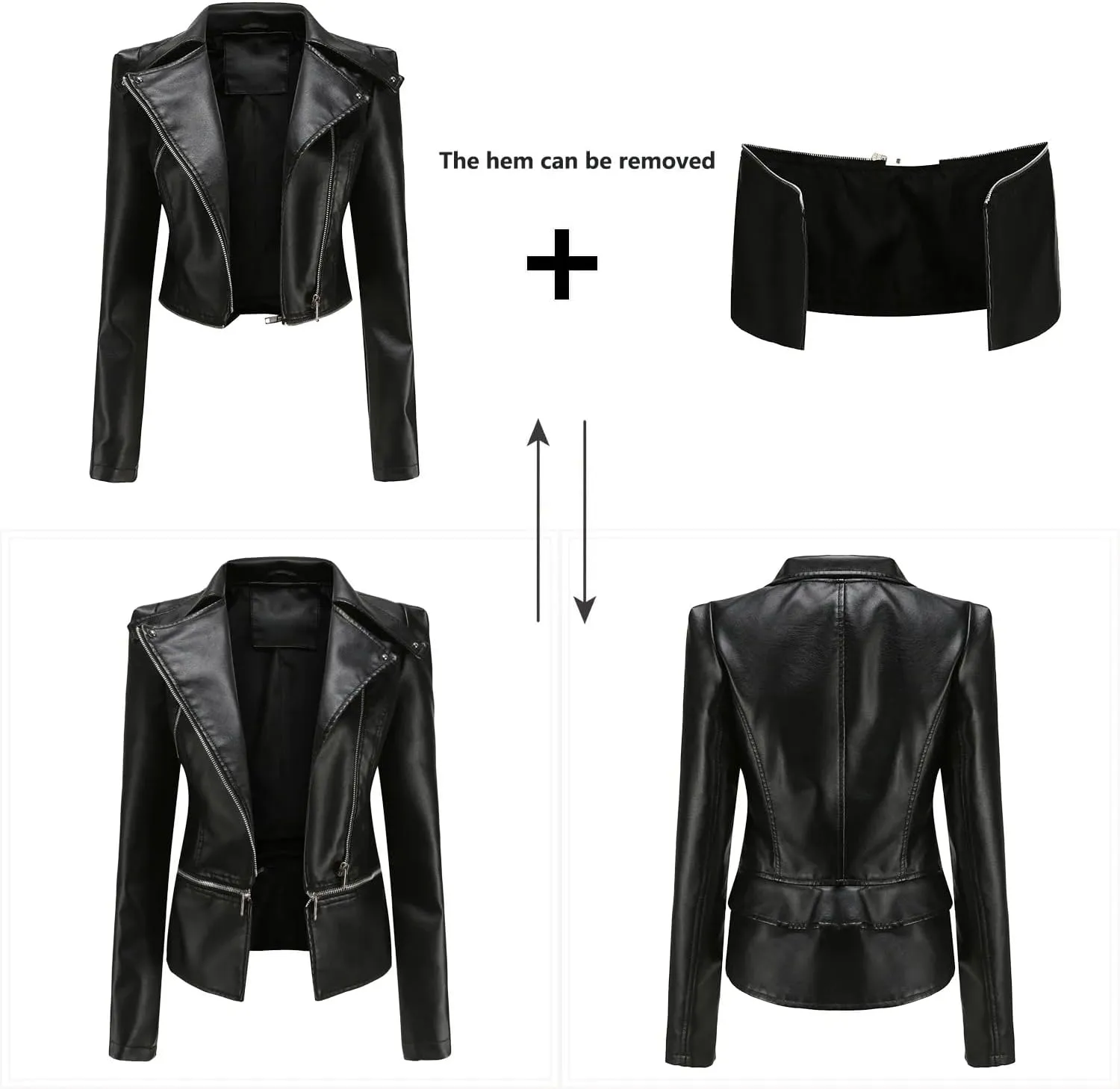 Spring Autumn Motorcycle Faux Leather Jacket Women Casual Leather Coat Female Turn-Down Collar Solid Outwear