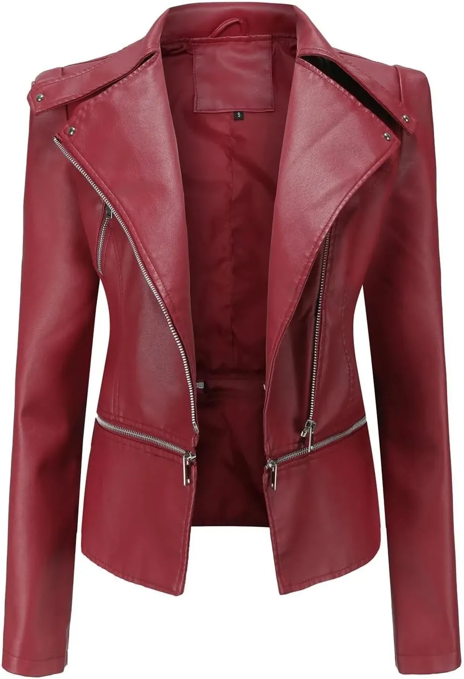 Spring Autumn Motorcycle Faux Leather Jacket Women Casual Leather Coat Female Turn-Down Collar Solid Outwear