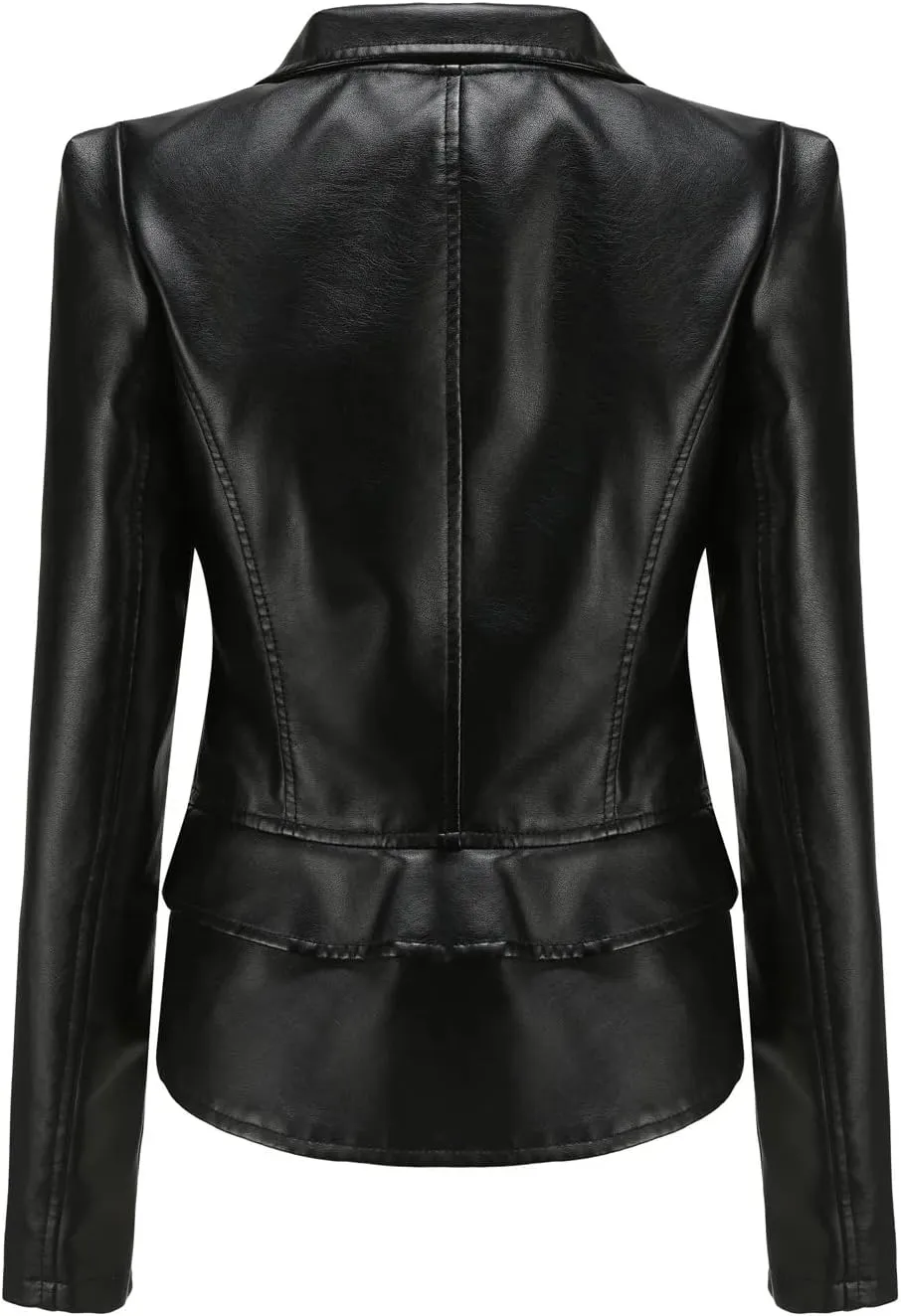 Spring Autumn Motorcycle Faux Leather Jacket Women Casual Leather Coat Female Turn-Down Collar Solid Outwear