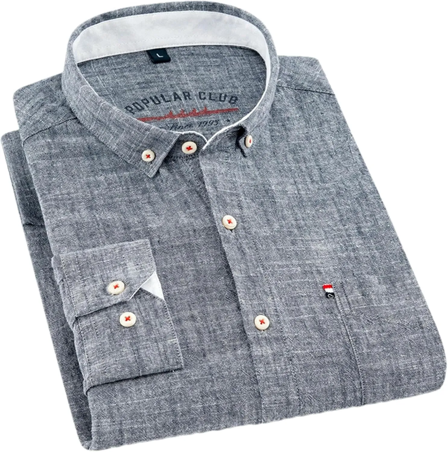 Spring Cotton and Linen Shirt Men's Long Sleeve Linen Cotton Light Casual Loose Shirt