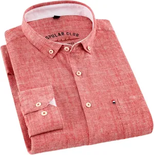 Spring Cotton and Linen Shirt Men's Long Sleeve Linen Cotton Light Casual Loose Shirt