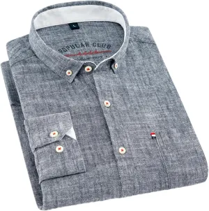 Spring Cotton and Linen Shirt Men's Long Sleeve Linen Cotton Light Casual Loose Shirt