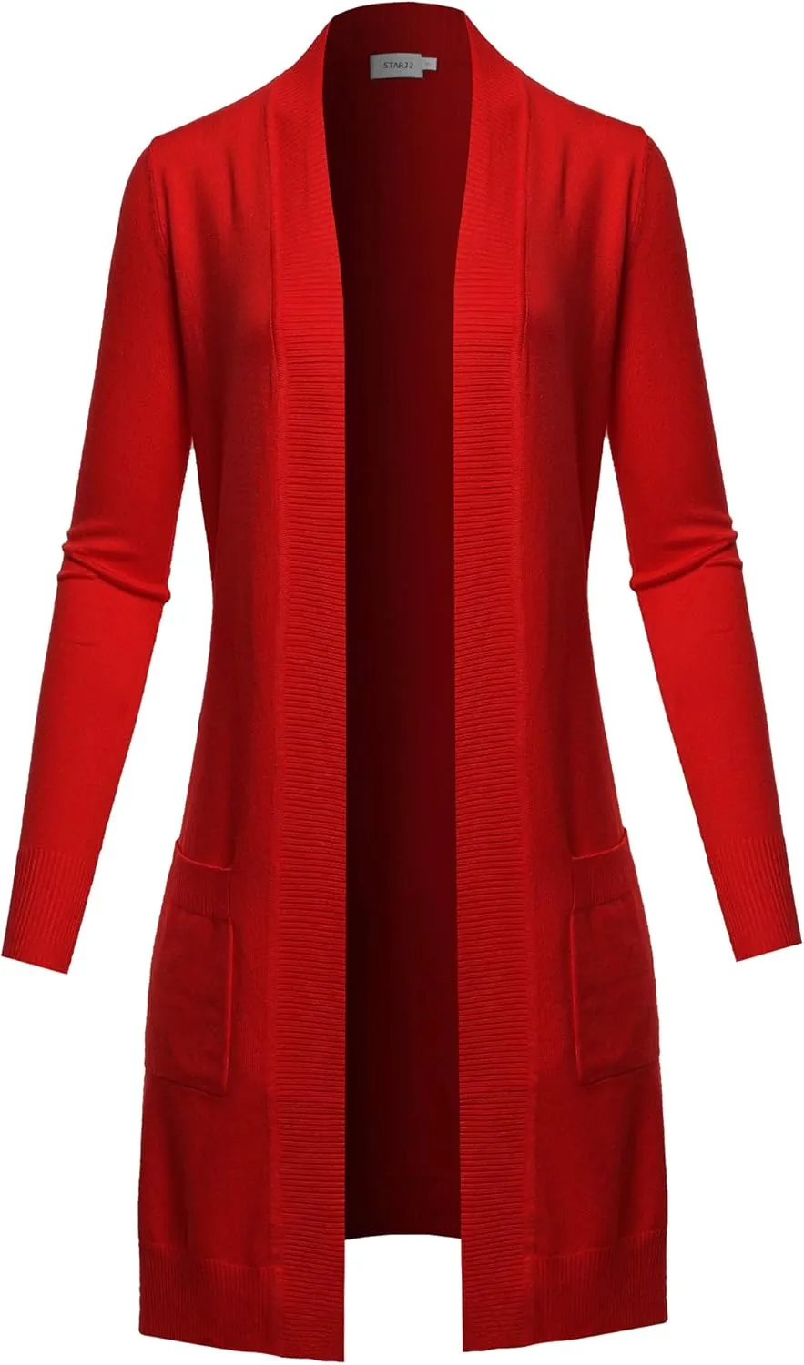 STARJJ Womens Soft Stetchy Knit Longline Open Front Sweater Cardigan with Pockets (S-3X)