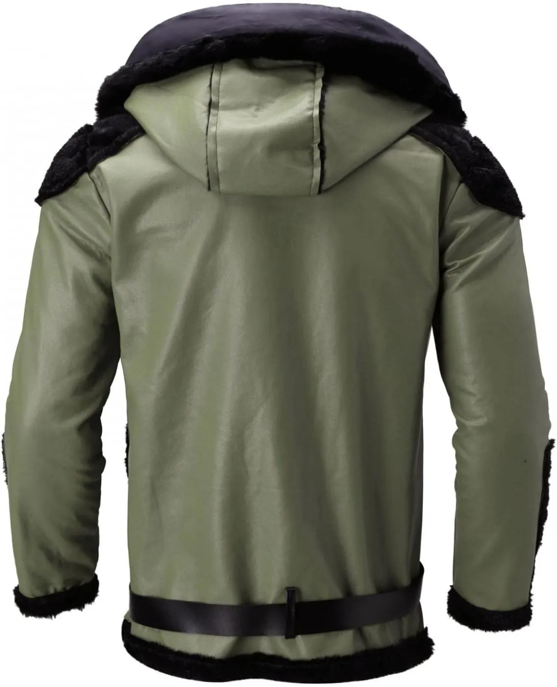 Stoota Mens Winter Warm Thick Faux Leather/Fur Slim Fit Cotton Padded Coat Long Jacket Parka Hooded Pea Coat Winter Coat