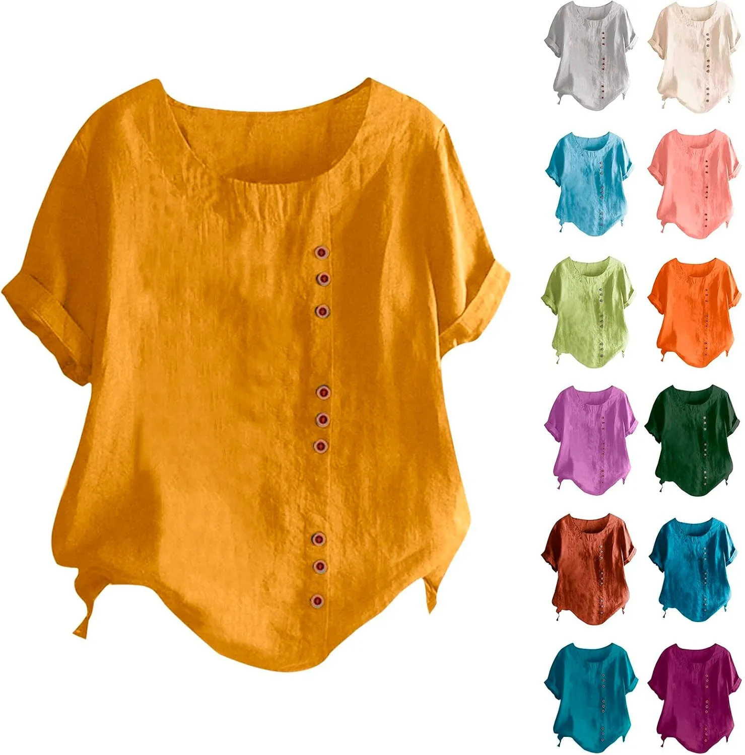 Summer Tank Top for Women Cotton Linen Womens Shirts Black Shirt Womens Work