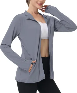 Sun Protection Shirts for Women UPF 50  SPF UV Long Sleeve Zip Up Hoodies Summer Outdoor Hiking Cooling Athletic Jackets