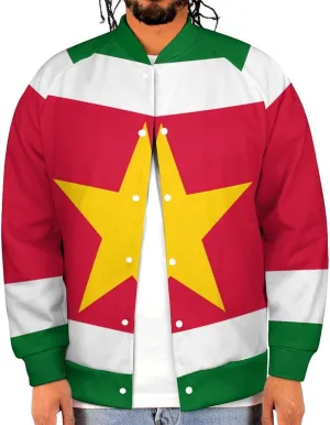 Surinam Flag Surinamian Lightweight Men's Baseball Jackets Relaxed Fit Varsity Bomber Jacket Windbreaker Coat