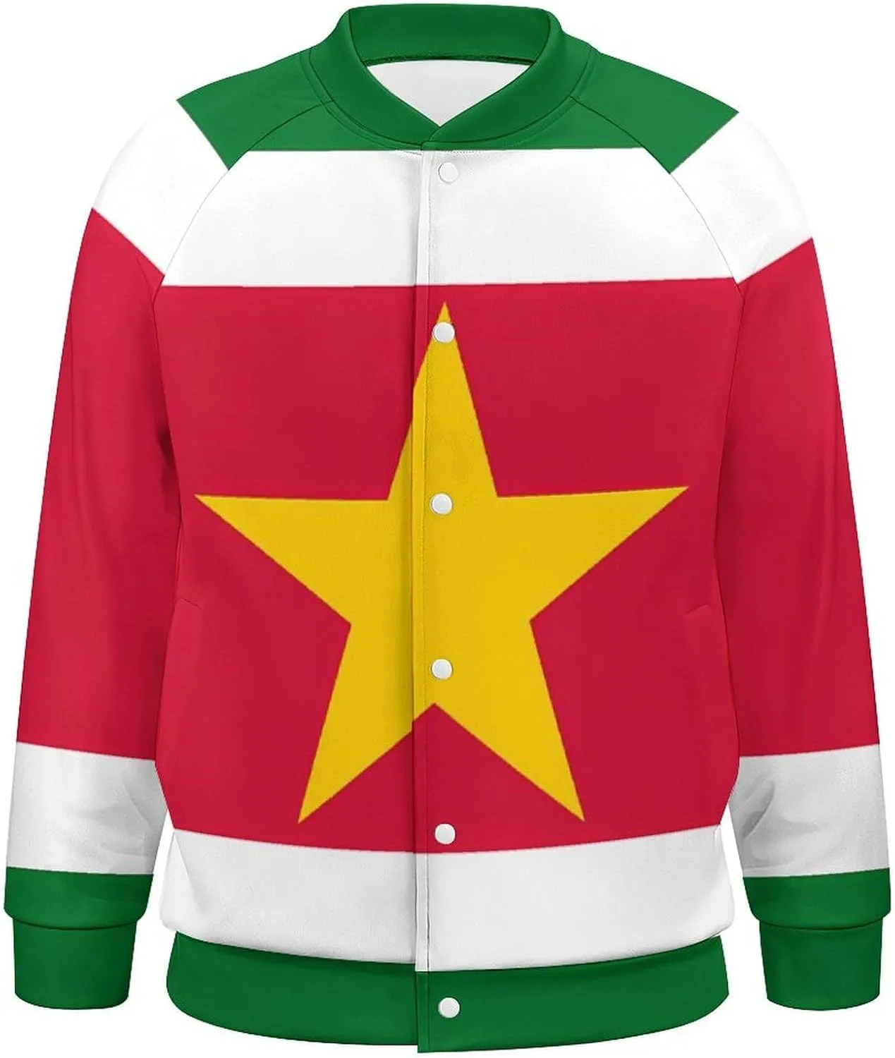 Surinam Flag Surinamian Lightweight Men's Baseball Jackets Relaxed Fit Varsity Bomber Jacket Windbreaker Coat