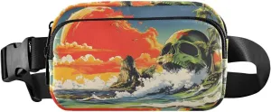 Surreal Island Fanny Pack Water Resistant, Women Men Waist Pack Sling Bag Purse for Travel Hiking