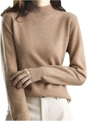 Sweaters for Women Mock Neck Comfy Soft Long Sleeve Pullover Sweater Classic Fall Thin Solid Sweater Tops