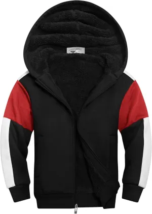 SWISSWELL Boy Jacket Fleece Lined Hoodie Long Sleeve Zip up Soft Warm Sweatshirt Outerwear for Kids