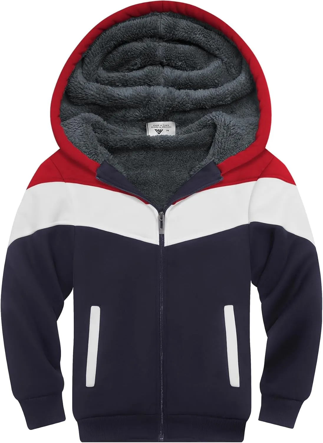 SWISSWELL Boy Jacket Fleece Lined Hoodie Long Sleeve Zip up Soft Warm Sweatshirt Outerwear for Kids