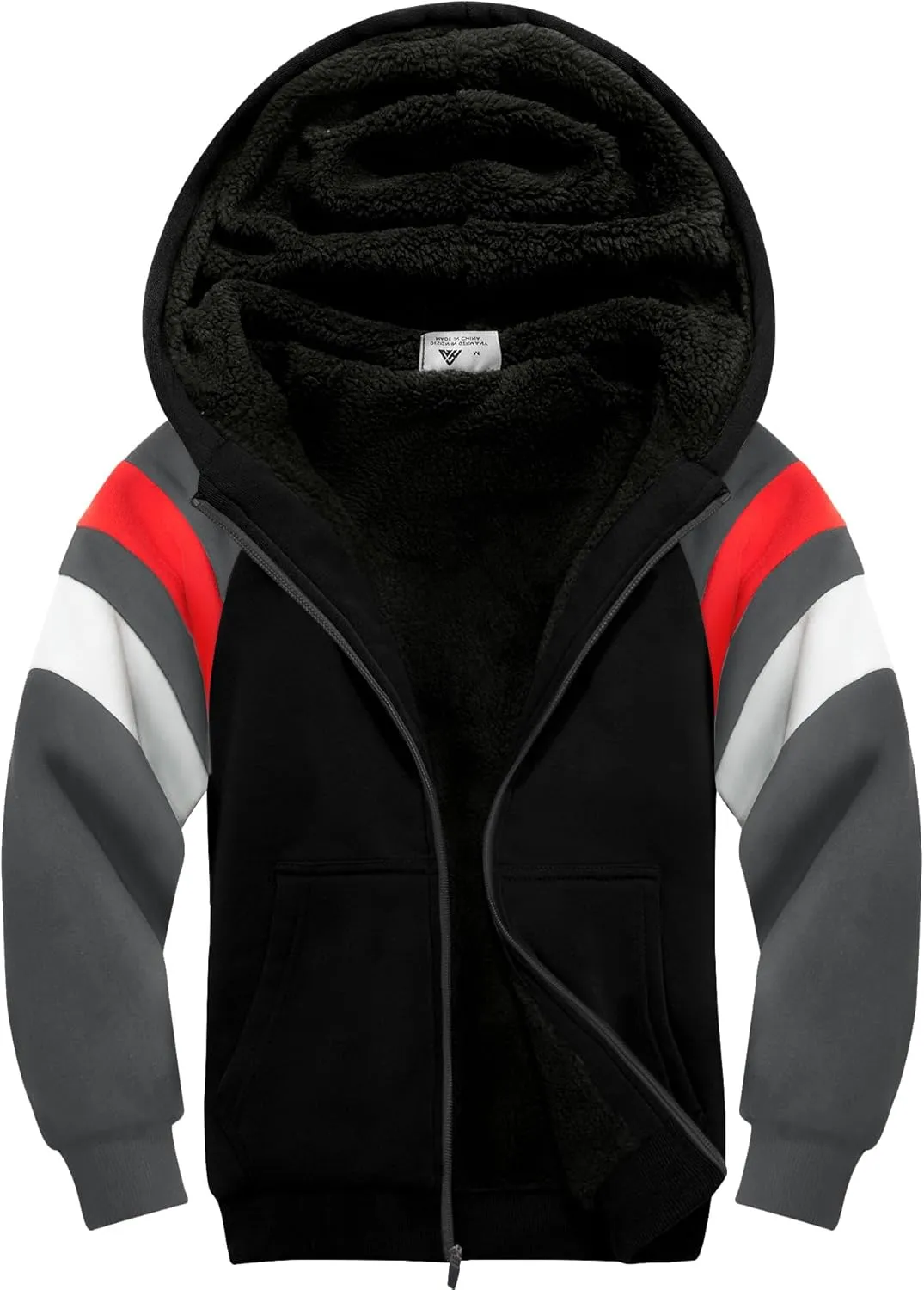 SWISSWELL Boy Jacket Fleece Lined Hoodie Long Sleeve Zip up Soft Warm Sweatshirt Outerwear for Kids