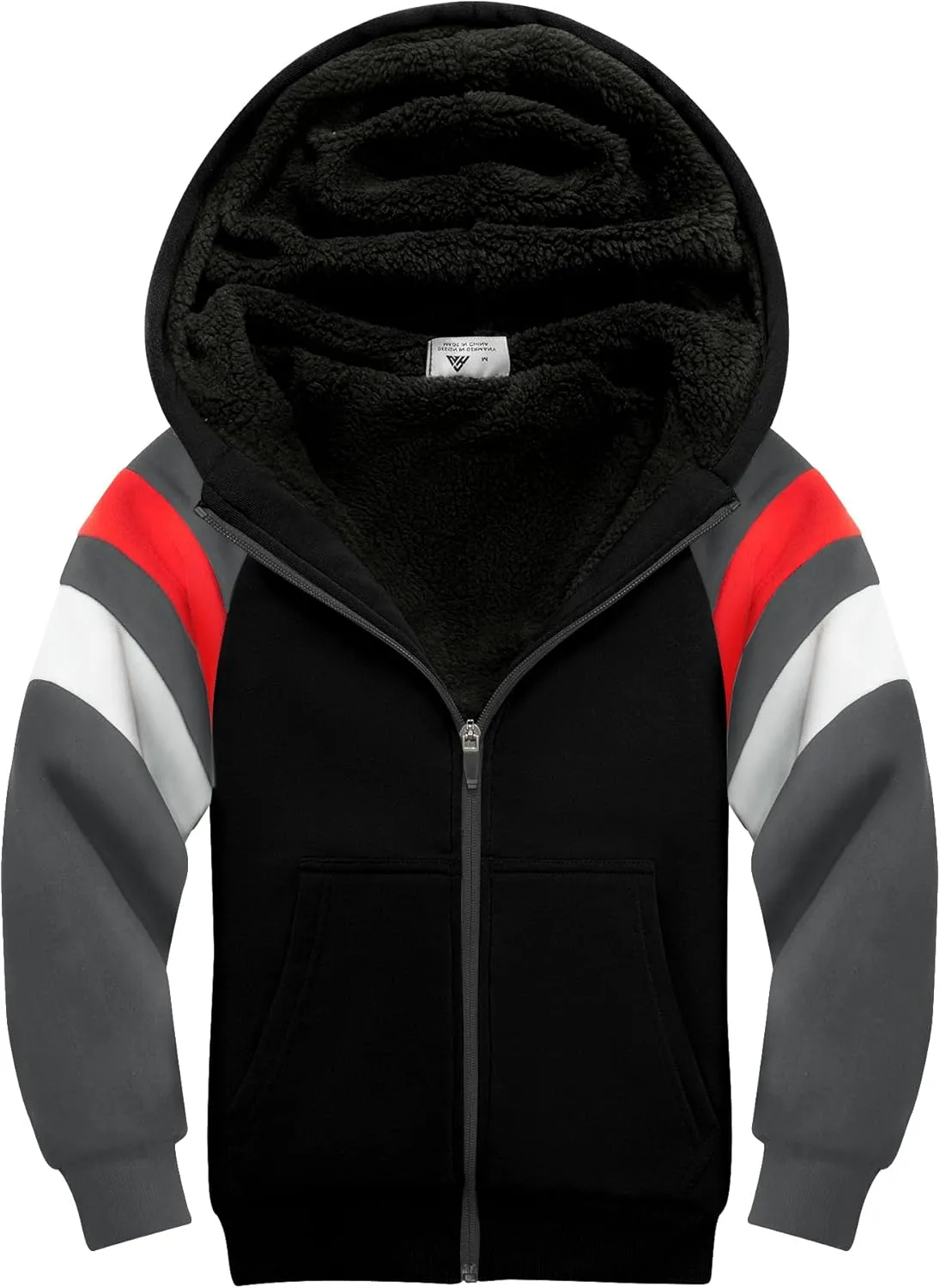 SWISSWELL Boy Jacket Fleece Lined Hoodie Long Sleeve Zip up Soft Warm Sweatshirt Outerwear for Kids