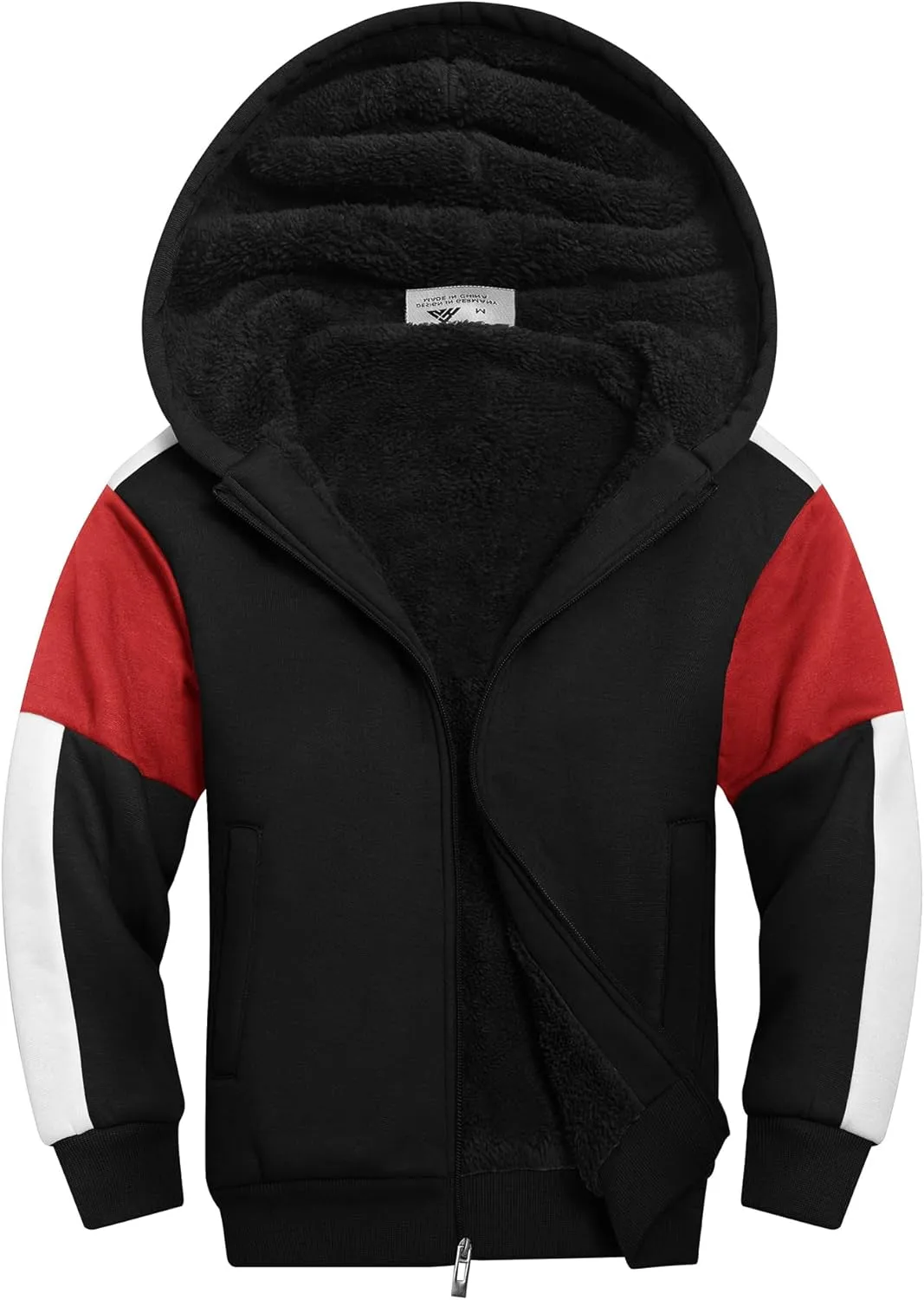 SWISSWELL Boy Jacket Fleece Lined Hoodie Long Sleeve Zip up Soft Warm Sweatshirt Outerwear for Kids