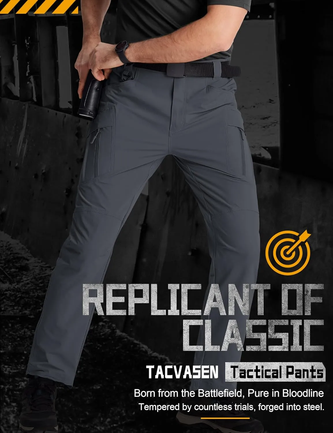 TACVASEN Men's Cargo Work Pants Construction Tactical Water Resistant Lightweight Outdoor Hiking Pants with 9 Pockets