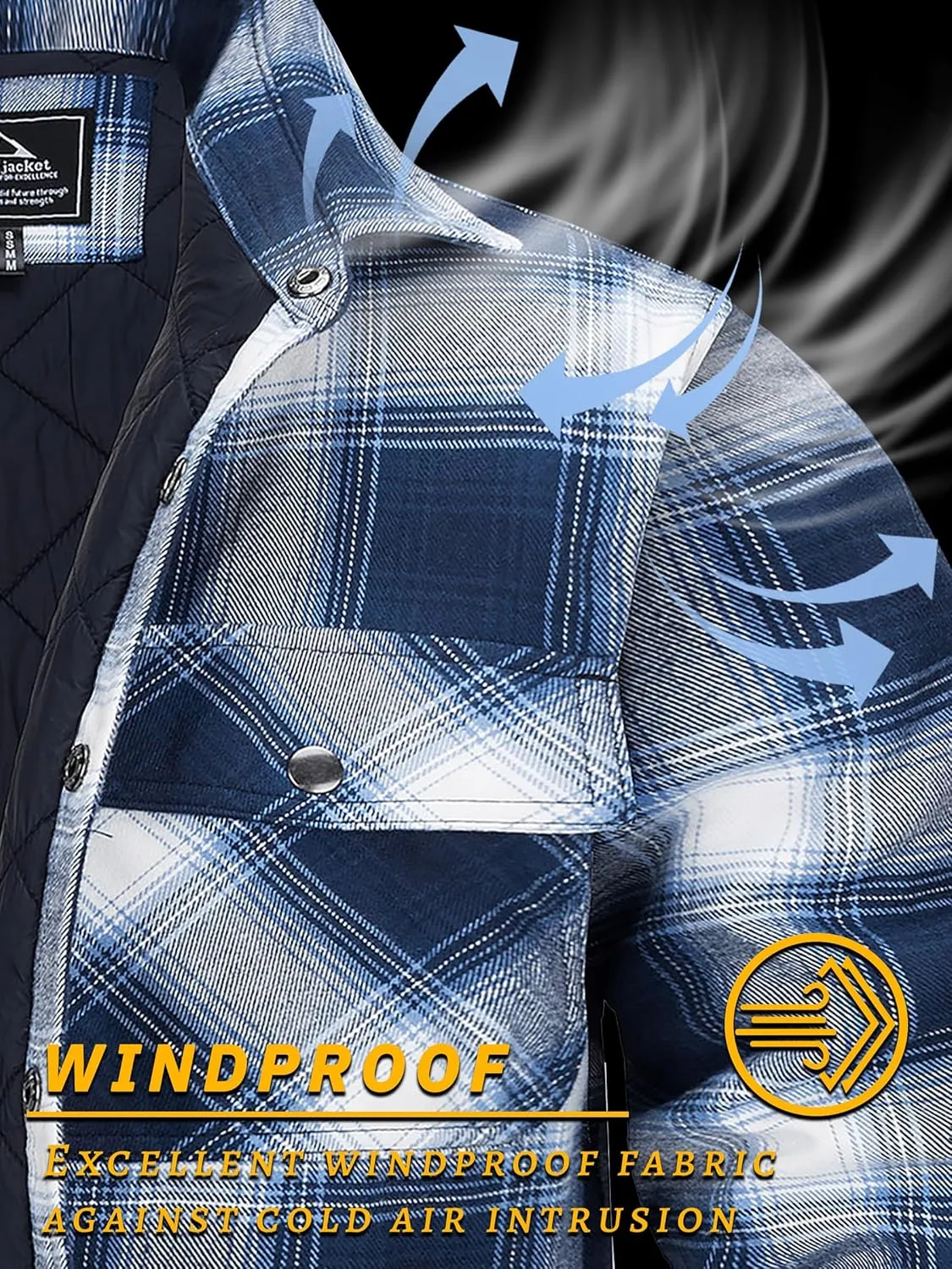 TACVASEN Men's Flannel Shirt Jacket Quilted Lined Long Sleeve Button Down Shirts Jacket