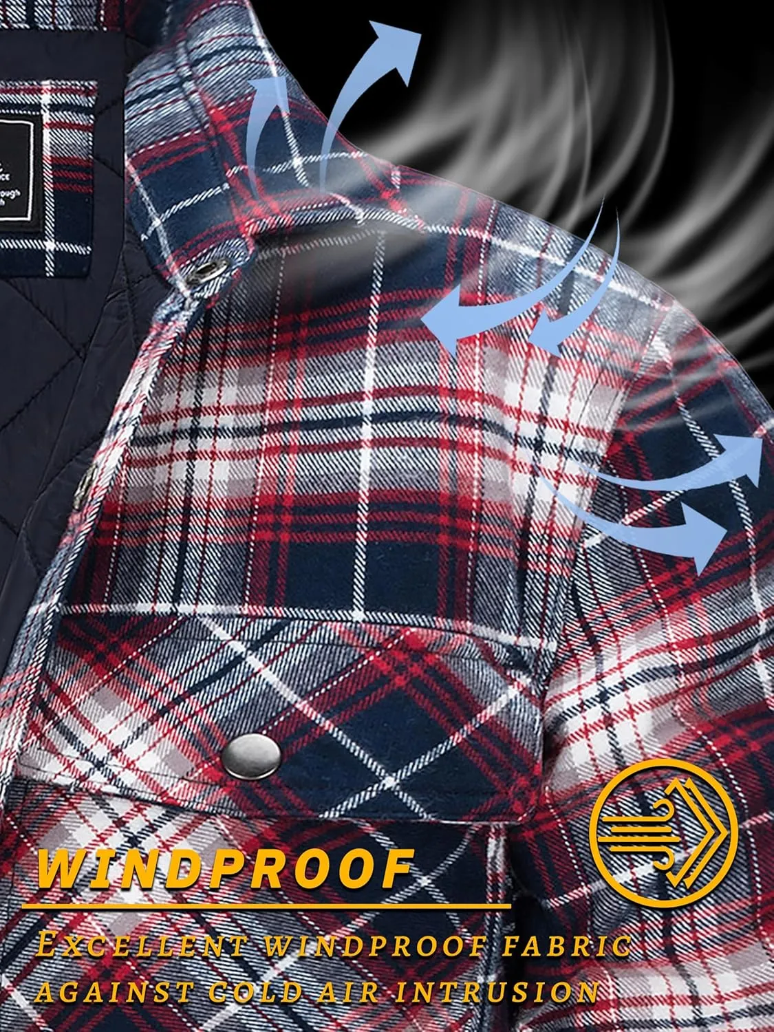 TACVASEN Men's Flannel Shirt Jacket Quilted Lined Long Sleeve Button Down Shirts Jacket
