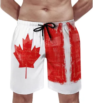 TAIZIYEAH Canada Flag Men's Swim Trunks Board Shorts Swim Shorts Quick Dry Drawstring L
