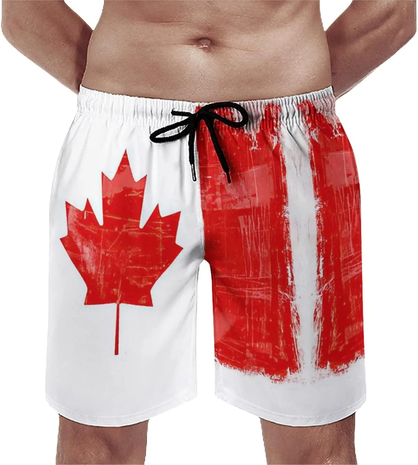 TAIZIYEAH Canada Flag Men's Swim Trunks Board Shorts Swim Shorts Quick Dry Drawstring L