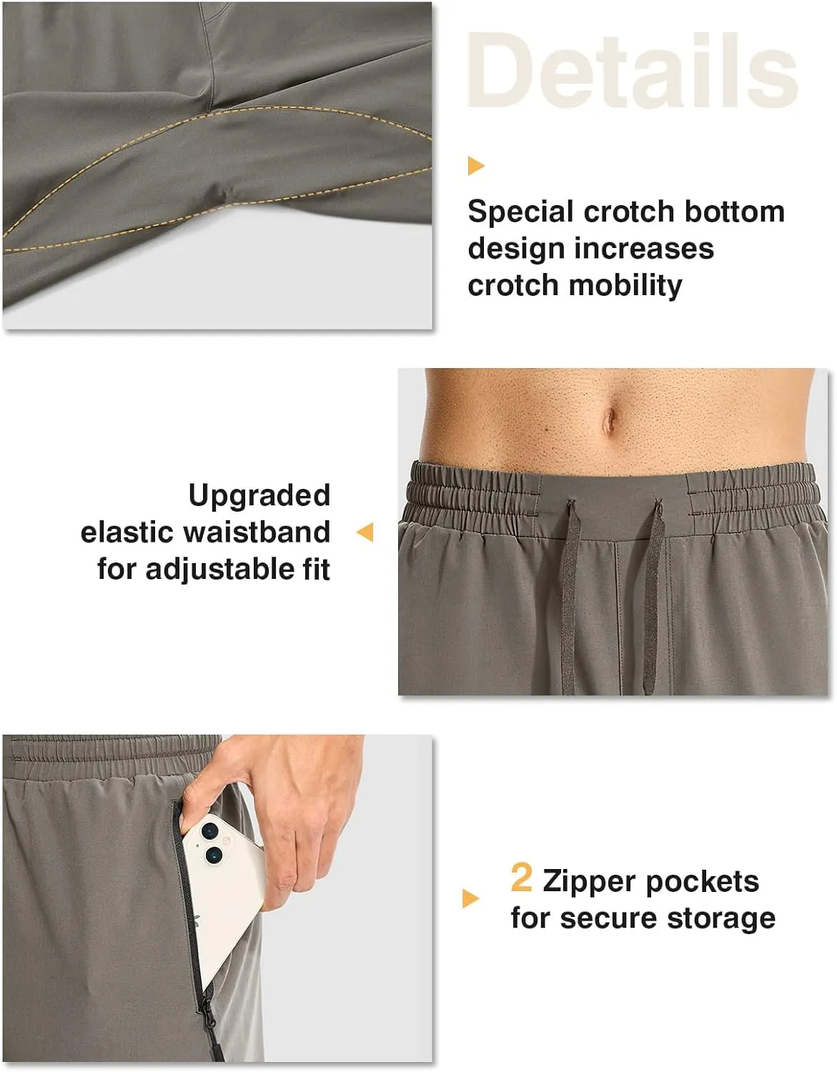 TBMPOY Mens Lightweight Hiking Pants Quick Dry Travel Fishing Water Resistant Workout Athletic Sweatpants Zipper Pockets