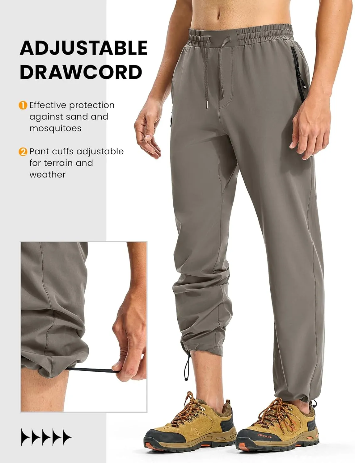TBMPOY Mens Lightweight Hiking Pants Quick Dry Travel Fishing Water Resistant Workout Athletic Sweatpants Zipper Pockets