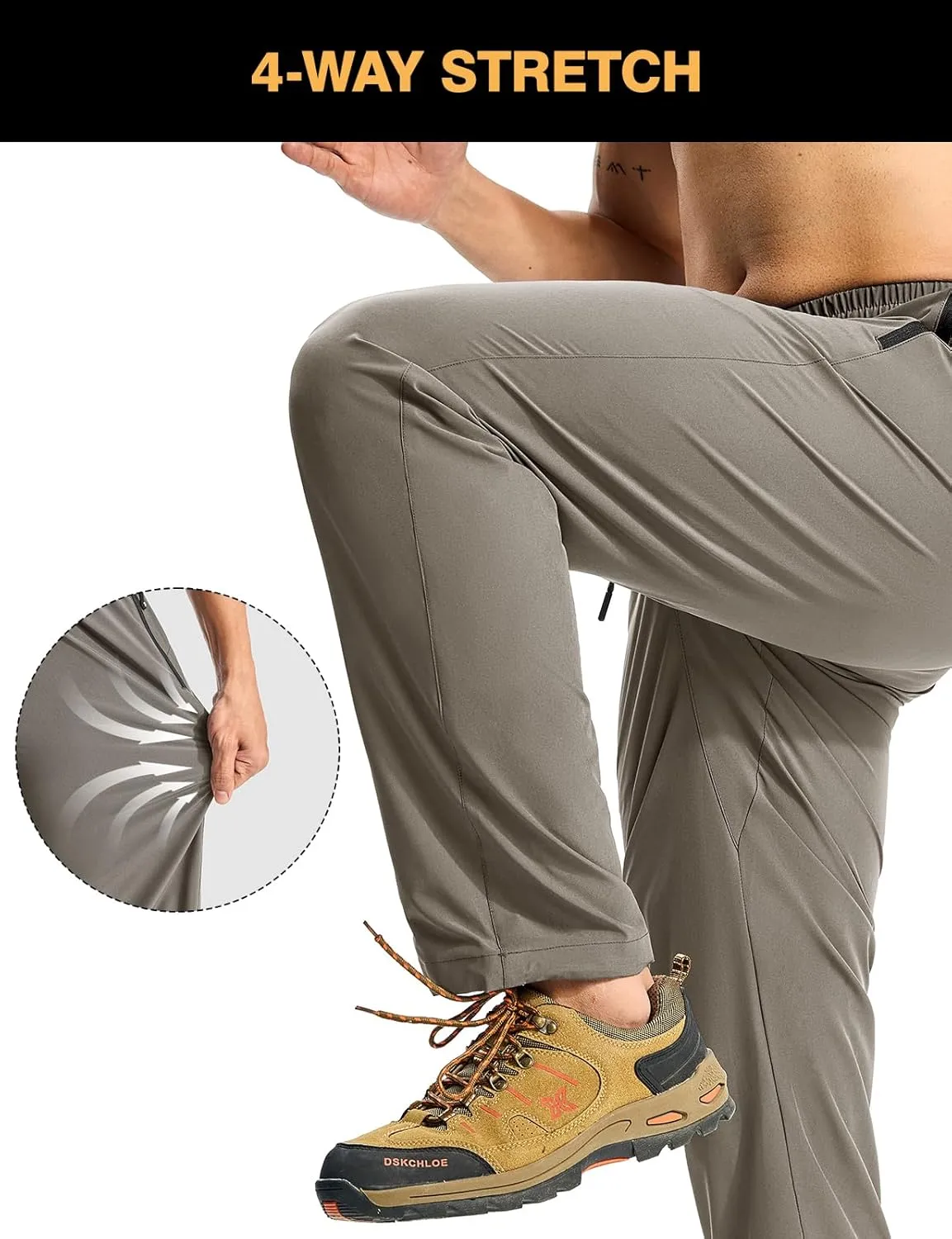 TBMPOY Mens Lightweight Hiking Pants Quick Dry Travel Fishing Water Resistant Workout Athletic Sweatpants Zipper Pockets