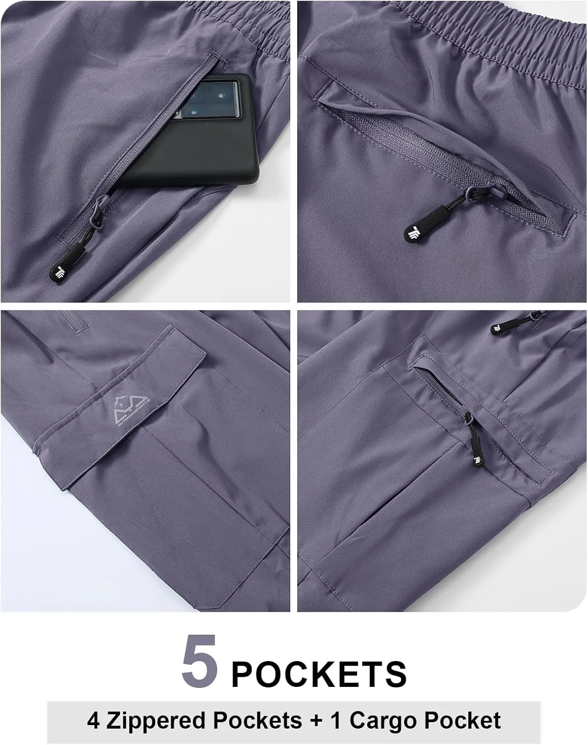 TBMPOY Men's Lightweight Hiking Travel Pants Cargo Pockets Quick Dry Stretch Water Resistant Fishing Outdoor Work