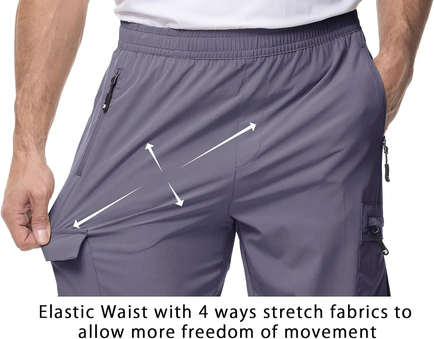 TBMPOY Men's Lightweight Hiking Travel Pants Cargo Pockets Quick Dry Stretch Water Resistant Fishing Outdoor Work