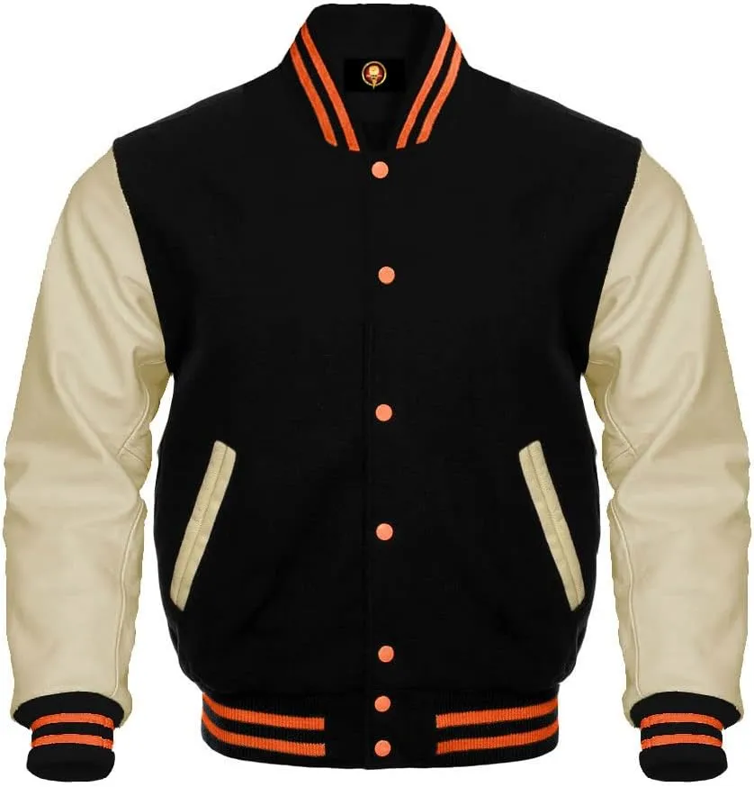 Team Colors Options Varsity Jacket Letterman Baseball Bomber High School Wool Leather Varsity Jackets