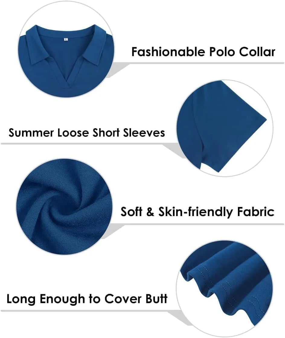 TIYOMI Plus Size Collared Polo Shirts Summer Short Sleeve V Neck Business Tops for Women XL-5XL