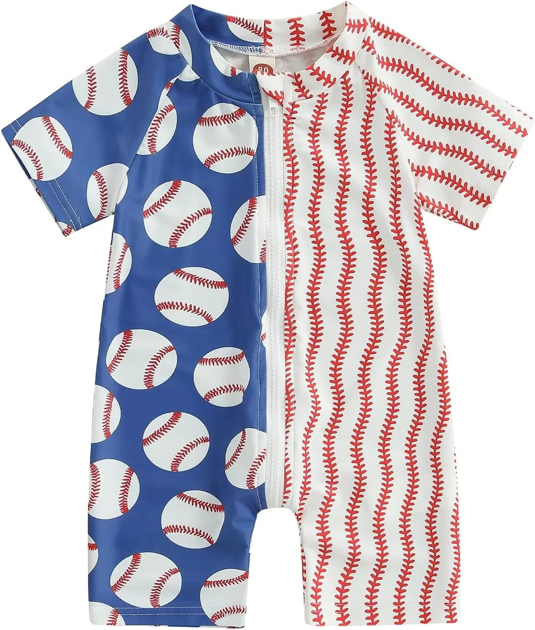 Toddler Baby Boy Swimsuit One Piece Rash Guard Zipper Short Sleeve Bathing Suit Swimwear Infant Beach Wear Sunsuit