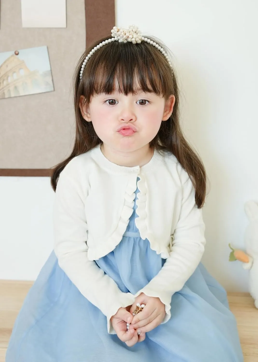 Toddler Girls Cardigan Sweater Bolero Shrug Baby Kids Long Sleeve Cropped Dress Up Button Closure Jacket Tops