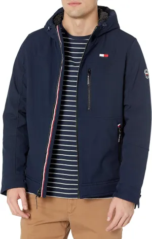 Tommy Hilfiger Mens Hooded Soft Shell Sherpa Lined Performance Field Jacket