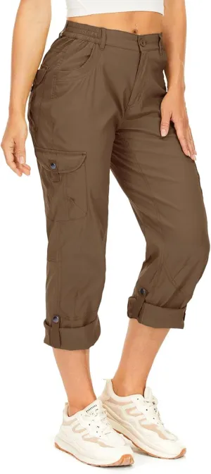 Toomett Women's Hiking Cargo Pants convertible Quick Dry UPF50  Waterproof capri Fishing Safari Travel Pants