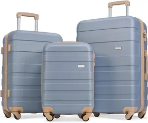 Trolley Case Set, Suitcase Set Expandable ABS Hard Shell Luggage Hard Shell Lightweight Durable Luggage Set Spinning Wheels with TSA Lock 20''24''28'' (Light Blue) 3-Pack