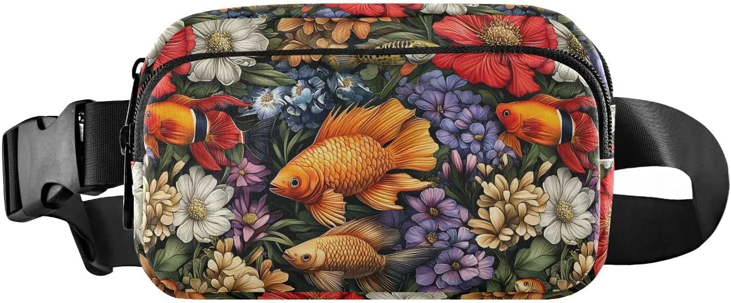 Tropical Fishes Fanny Pack Water Resistant, Women Men Waist Pack Sling Bag Purse for Travel Hiking