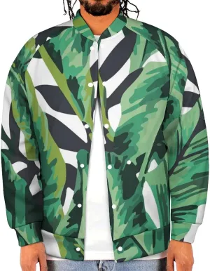 Tropical Jungle Banana Leaf Lightweight Men's Baseball Jackets Relaxed Fit Varsity Bomber Jacket Windbreaker Coat